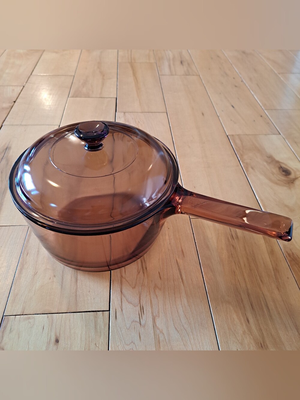 PYREX VISIONS Corning Ware Amber Glass Sauce Pan 1.5 L Cookware Pot With Lid USA